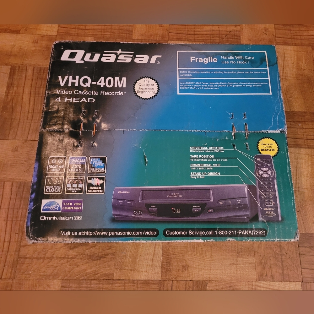 CHRISTMAS SALE NEW QUASAR 4 HEAD VCR CASSETTE RECORDER IN THE ORIGINAL BOX.
